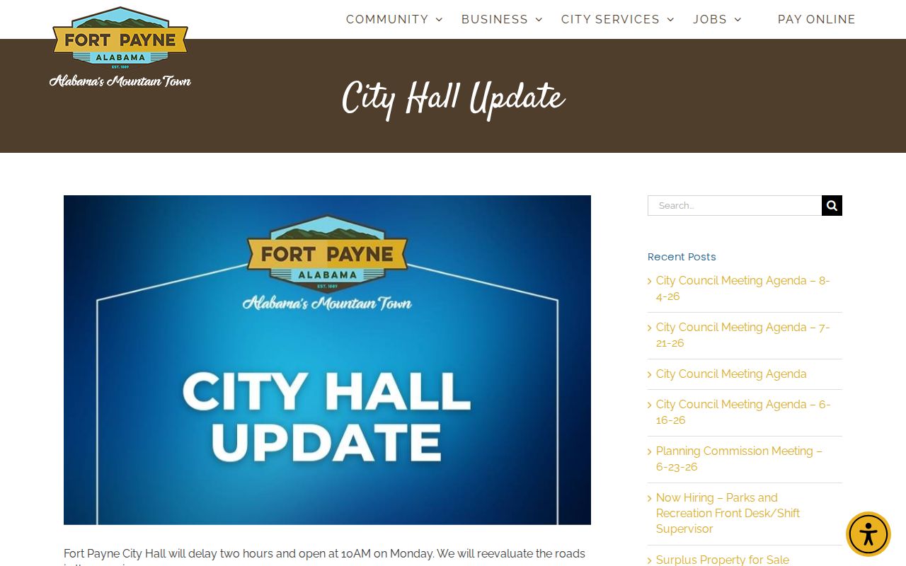 DeKalb County court calendar cancellation notice from Fort Payne