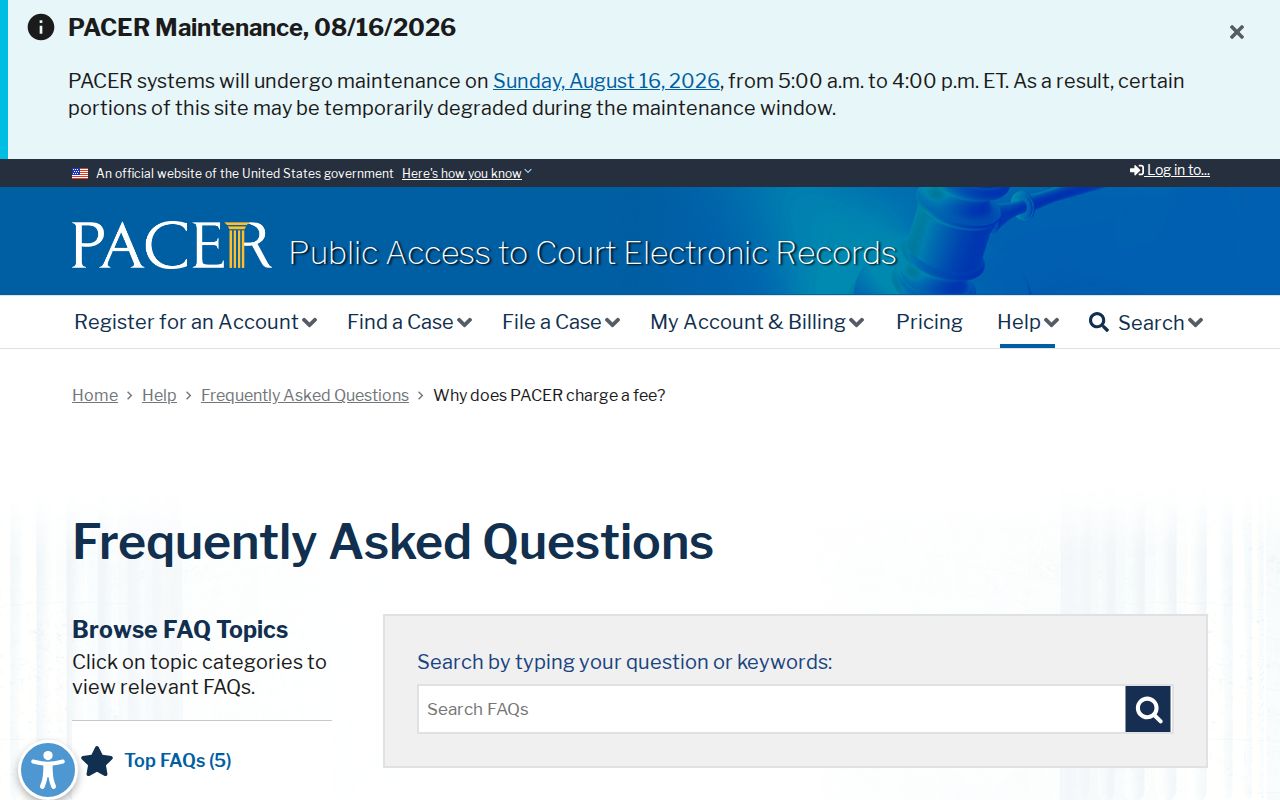 PACER federal court record fee source for DeKalb County researchers